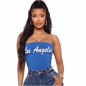 Fashion Nova Los Angeles Blue Tube Top Size Small